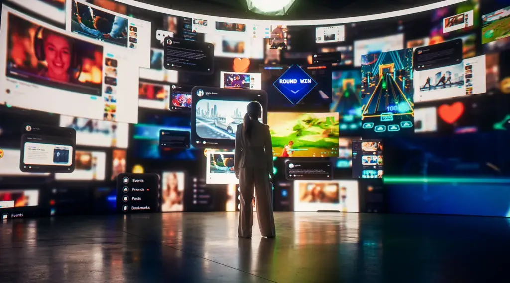 Senhora a olhar para painel com as principais tendências de Marketing Digital